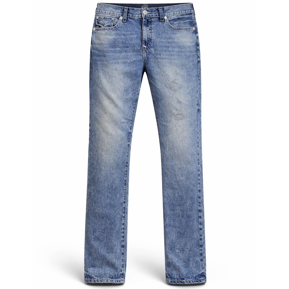 True Religion Ricky Relaxed Straight Men 42 Blue Super T Stitch Acid Wash Jeans